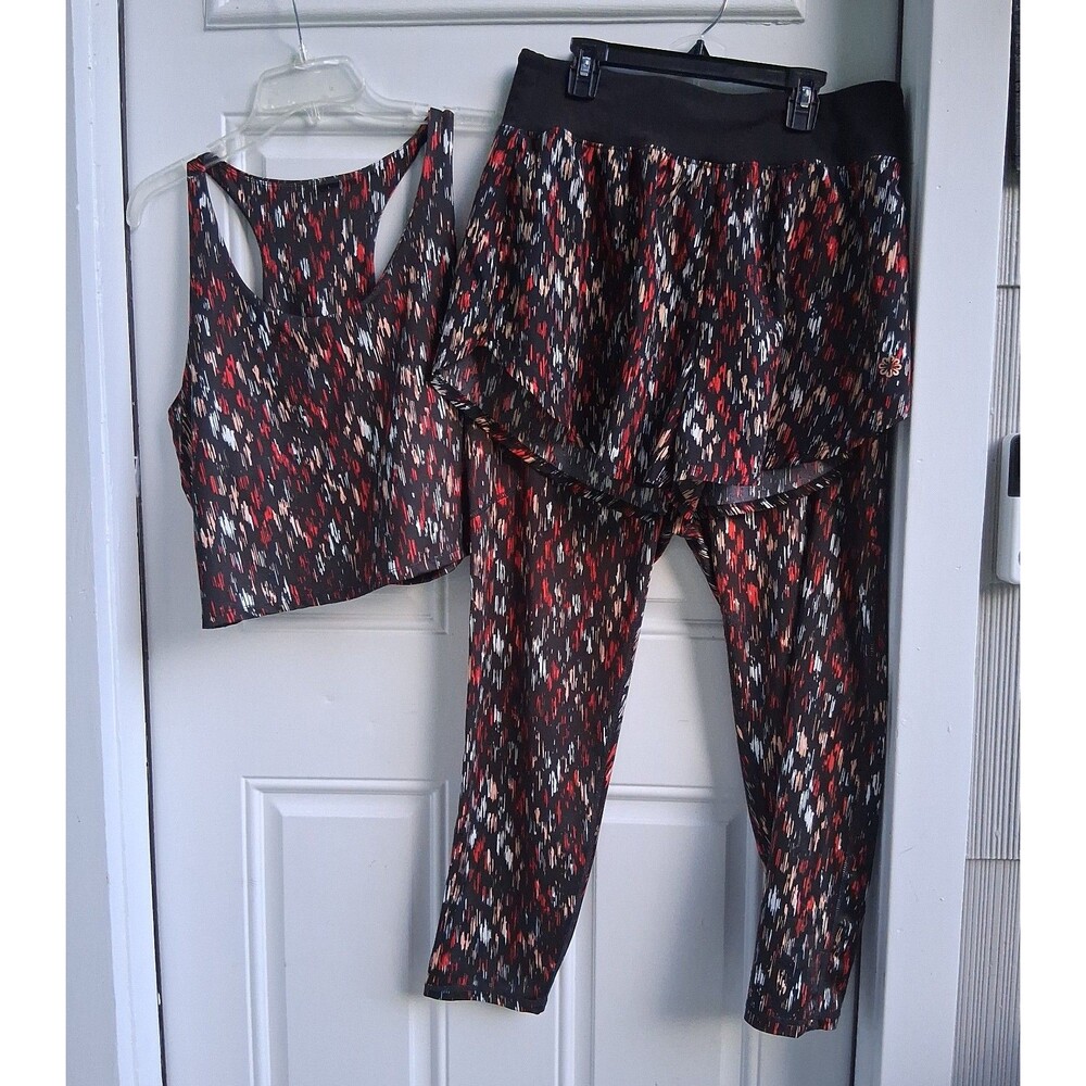 381 3 Pc Set Women's Athletic Leggings Shorts & Sports Bra Tank Top Black